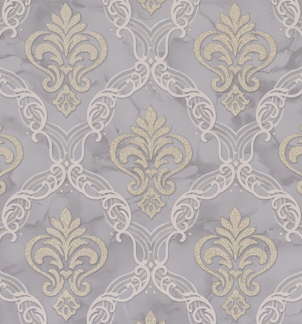 Обои серые Дамаск Euro Decor виниловые Marquise арт. 9097-23