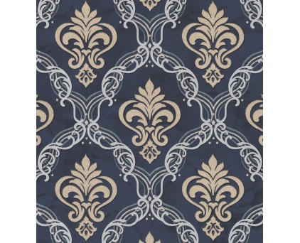 Обои синие Дамаск Euro Decor виниловые Marquise арт. 9097-18