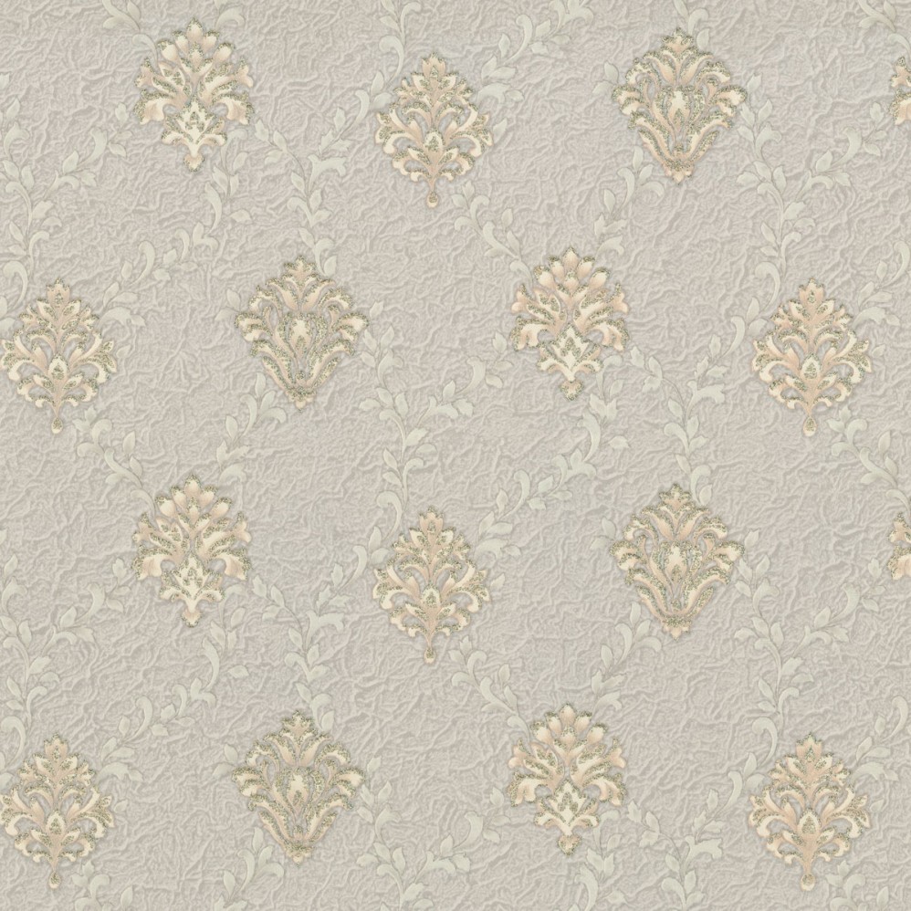 Обои мелкий Дамаск бежевый Euro Decor виниловые Romanov арт.7138-10